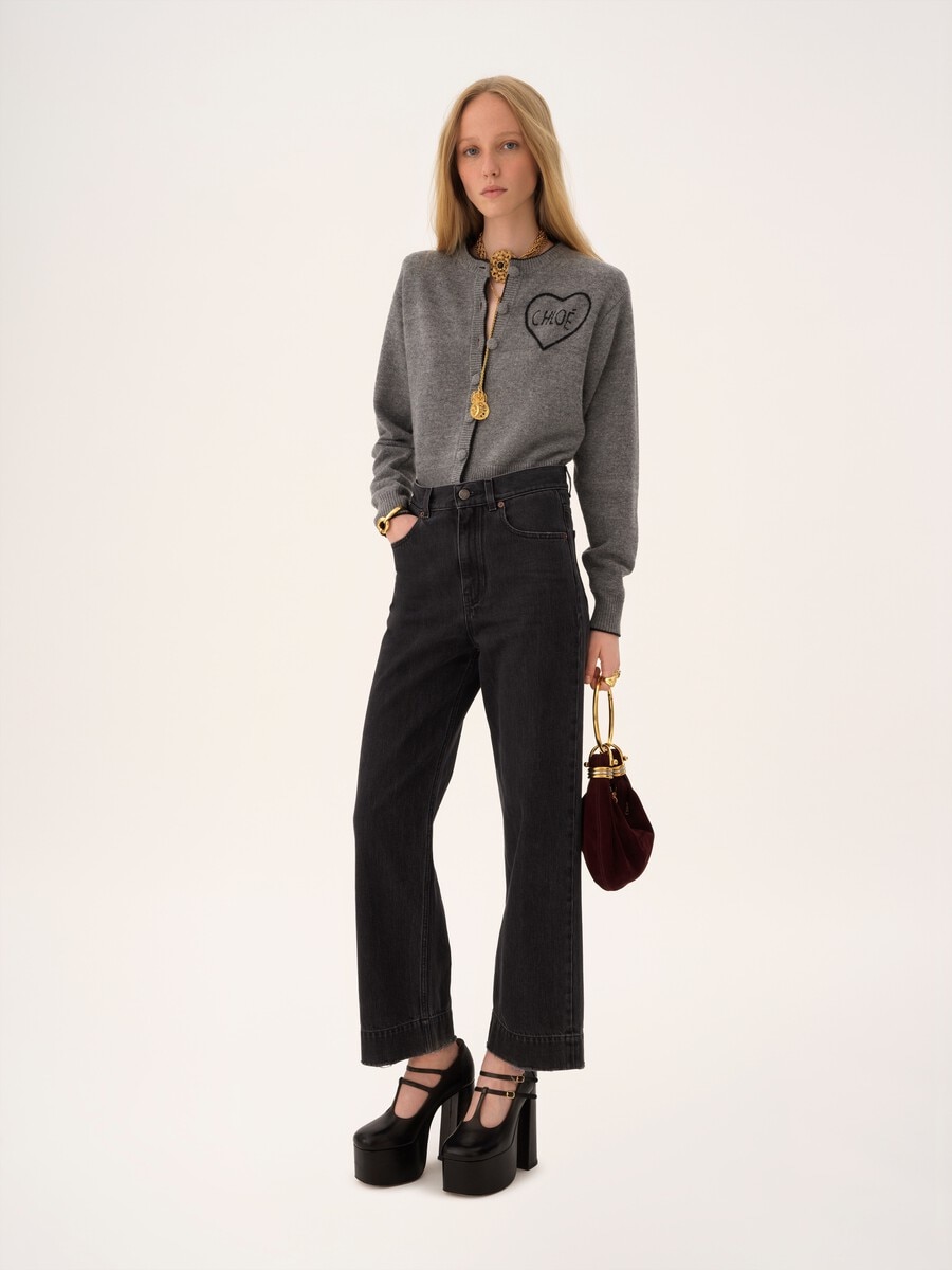 High-rise cropped jeans in denim - 3