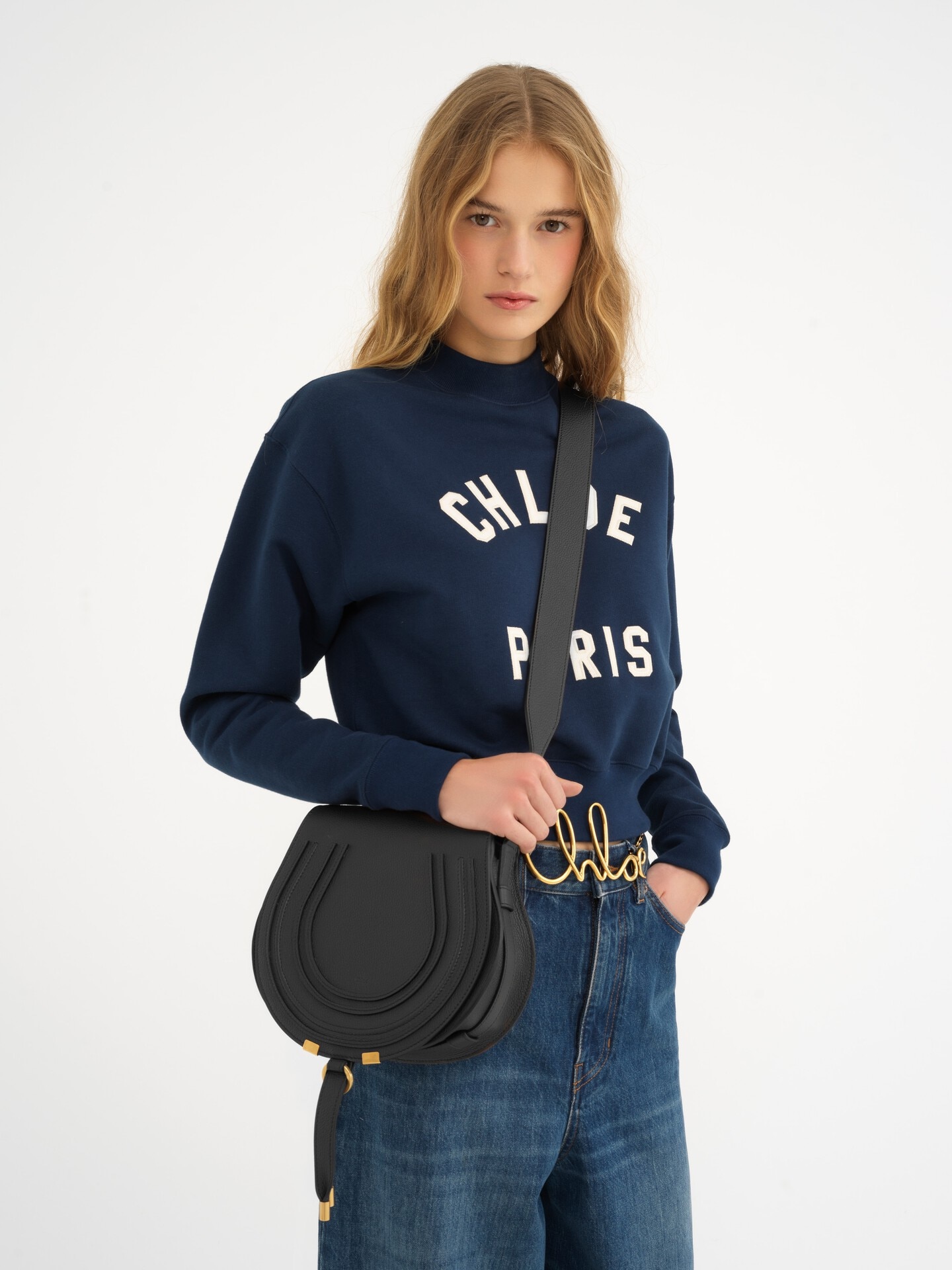 Marcie saddle bag in grained leather - 2.0