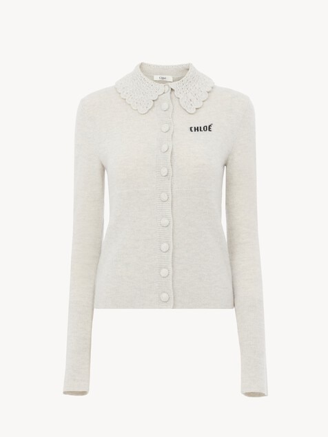 Fitted logo cardigan in a wool knit