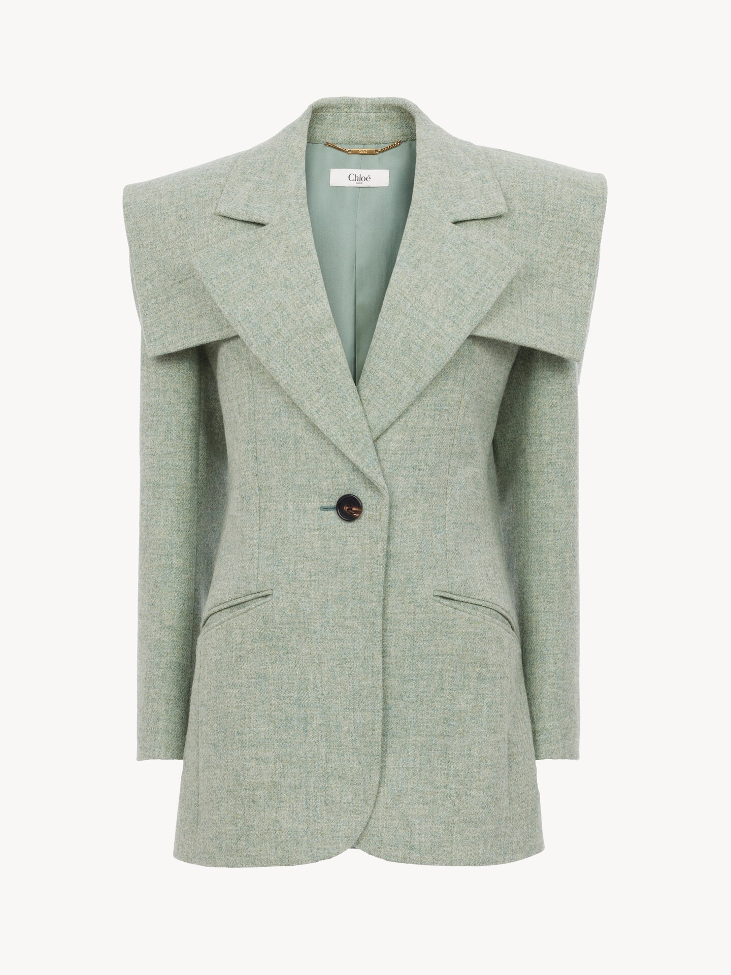 Veste blazer droite en laine chin&eacute;e - 2.0