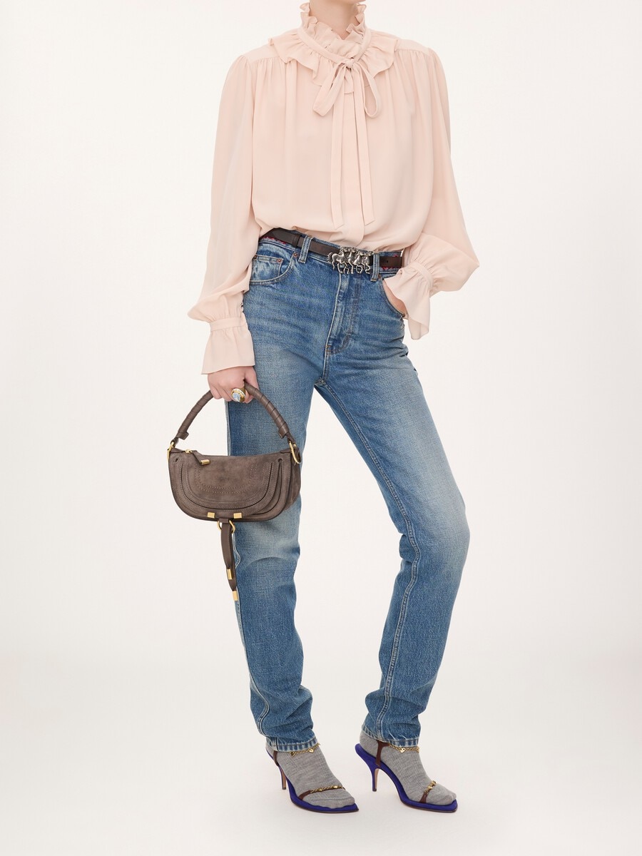 Mini Marcie shoulder bag in suede leather - 8