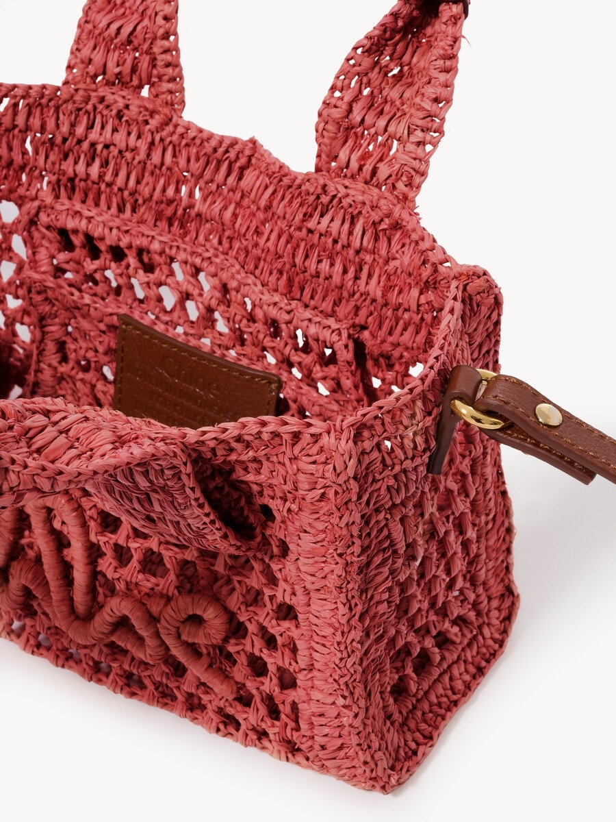 Minibolso tote Summer Banana East-West de rafia - 5