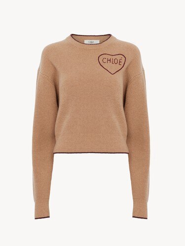 Cropped fitted logo sweater in a wool & cashmere knit - 2