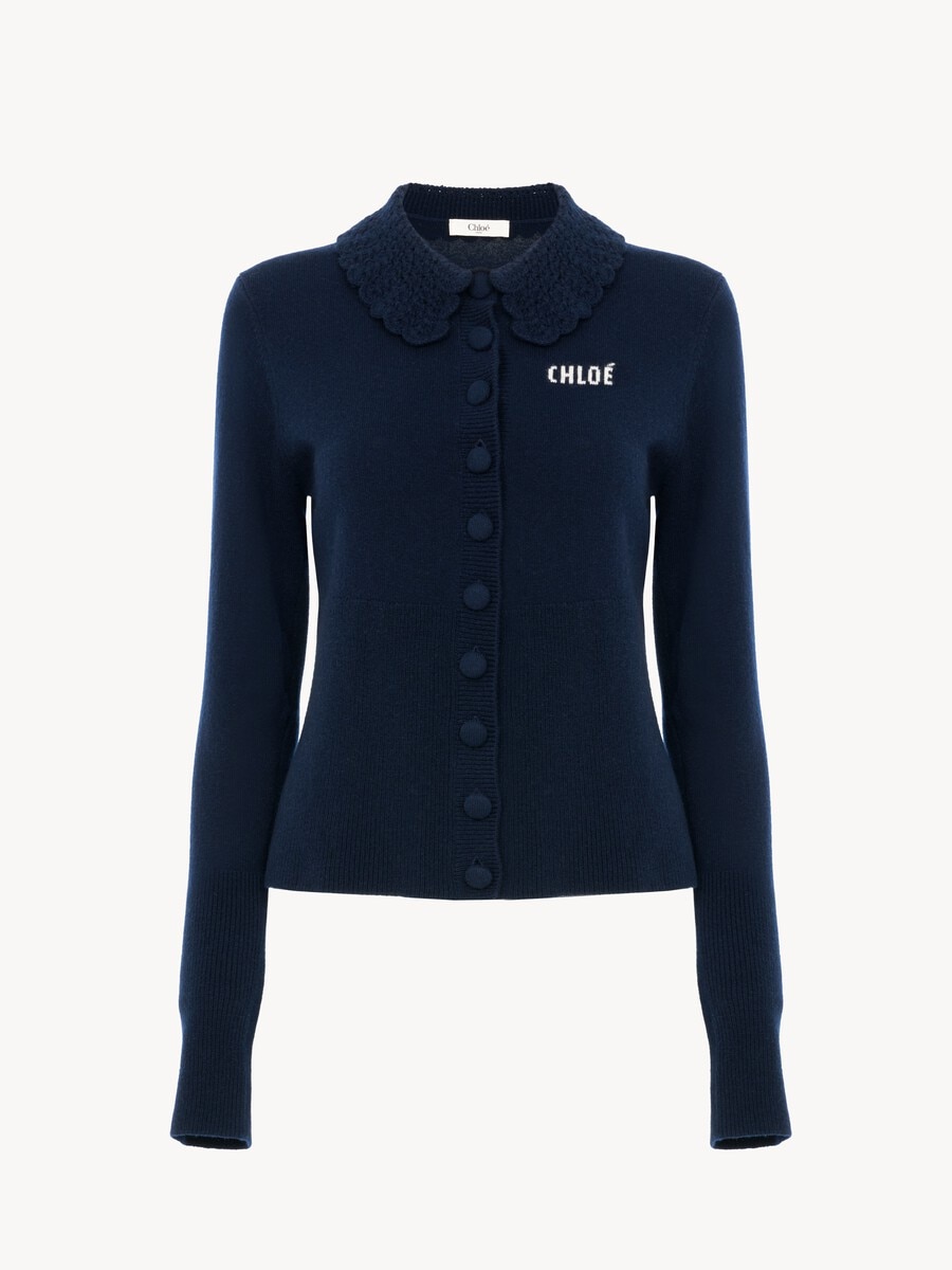 Fitted logo cardigan in a wool knit - 2