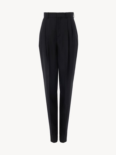High-rise wide-leg pants in wool - 1