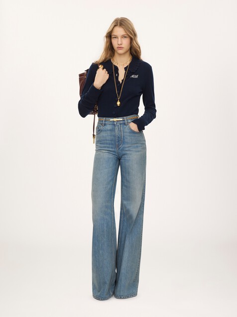 Fitted logo cardigan in a wool knit