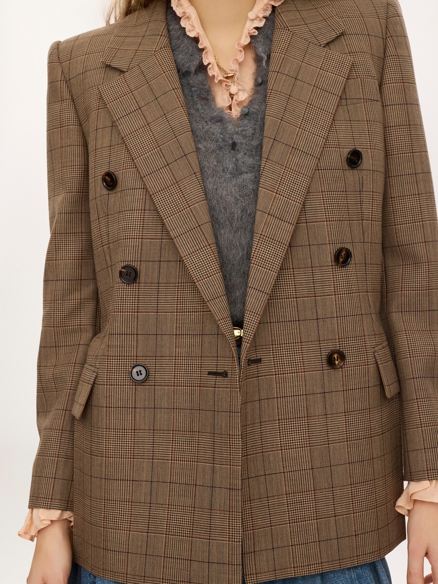 Chaqueta de sastre con doble botonadura de lana de cuadros - 5