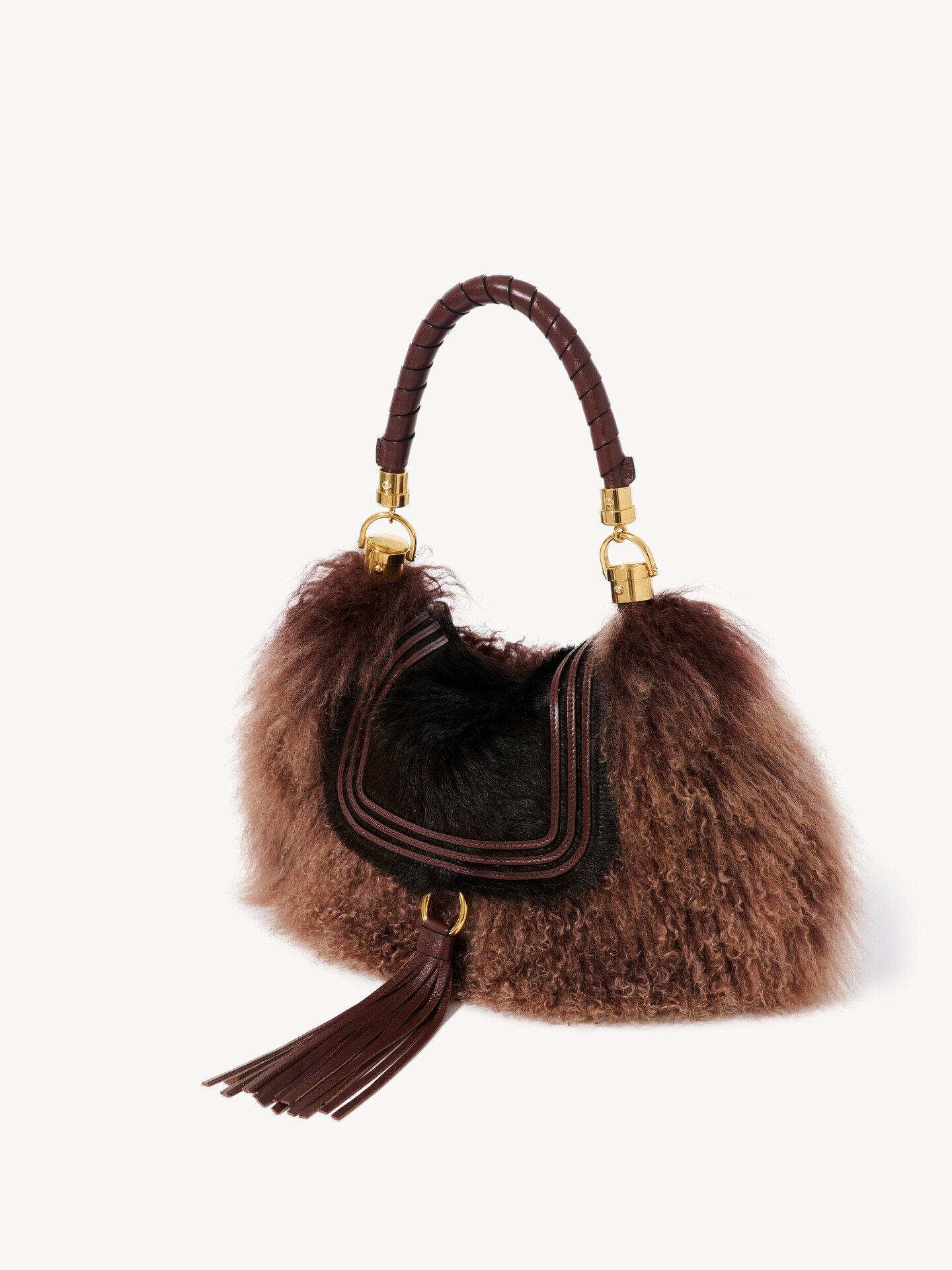 Small Marcie Foulard hobo bag in pony leather & shearling - 3.0