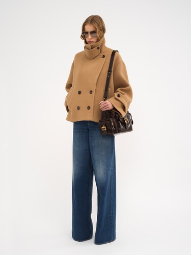 Oversized short coat in wool - 3