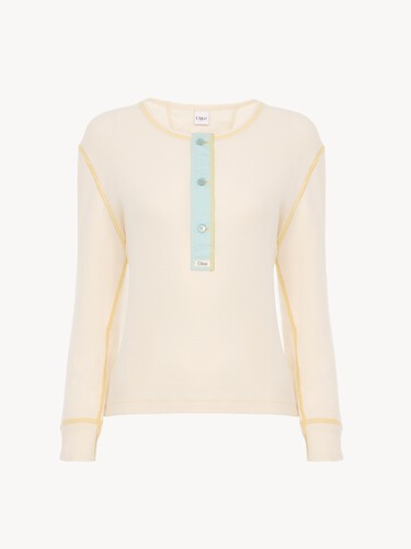 Fitted Henley shirt in cotton jersey - 2