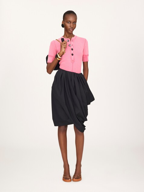 Short-sleeve Henley shirt in cotton jersey