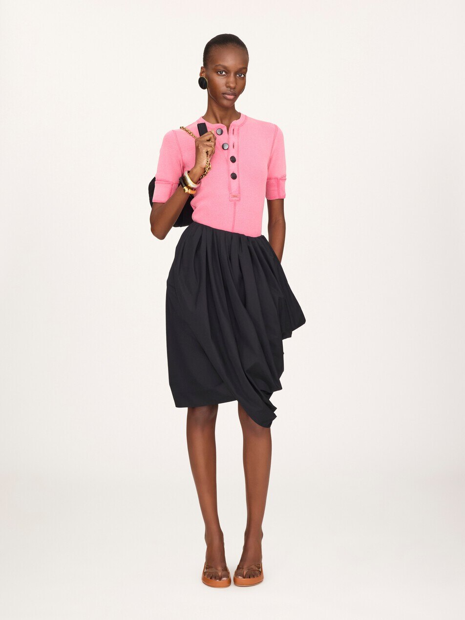 Short-sleeve Henley shirt in cotton jersey