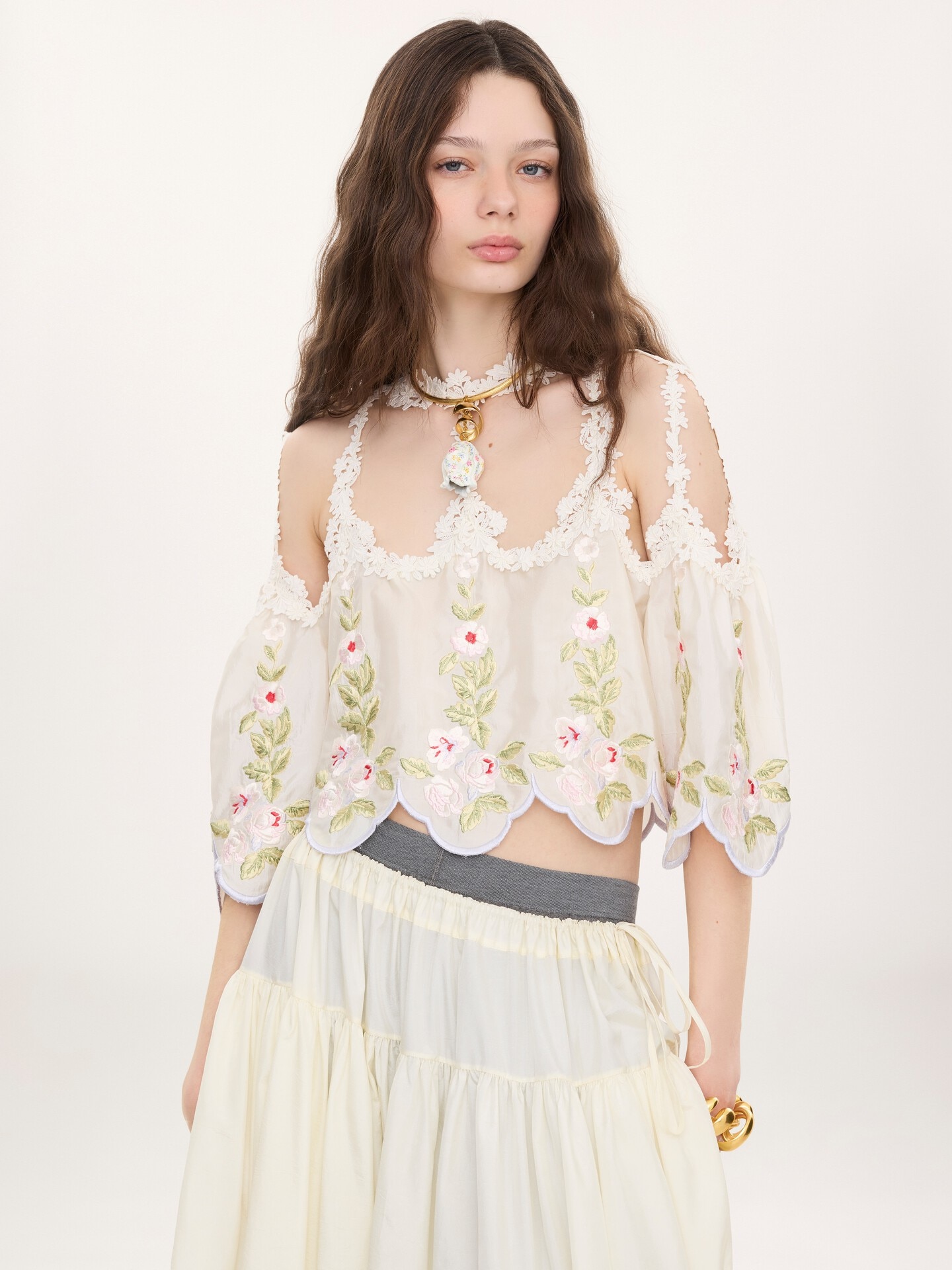 Cut-out cropped top in technical taffeta - 3.0