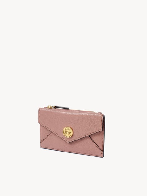 Small Envelope purse with card slots in grained leather