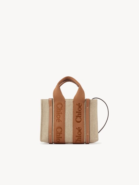 Mini Woody tote bag in linen