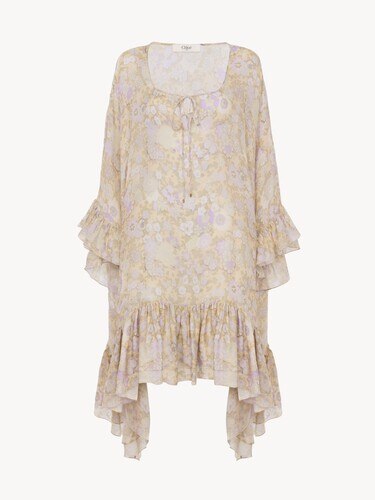 Knee-length ruffled kaftan in silk charmeuse - 2