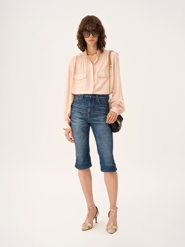 Gathered blouse in cr&ecirc;pe de chine - 3