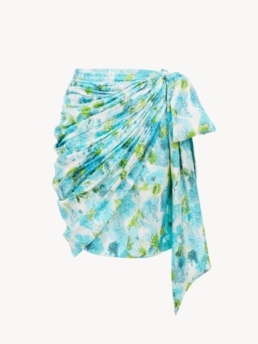 Short wrap skirt in silk jacquard - 1