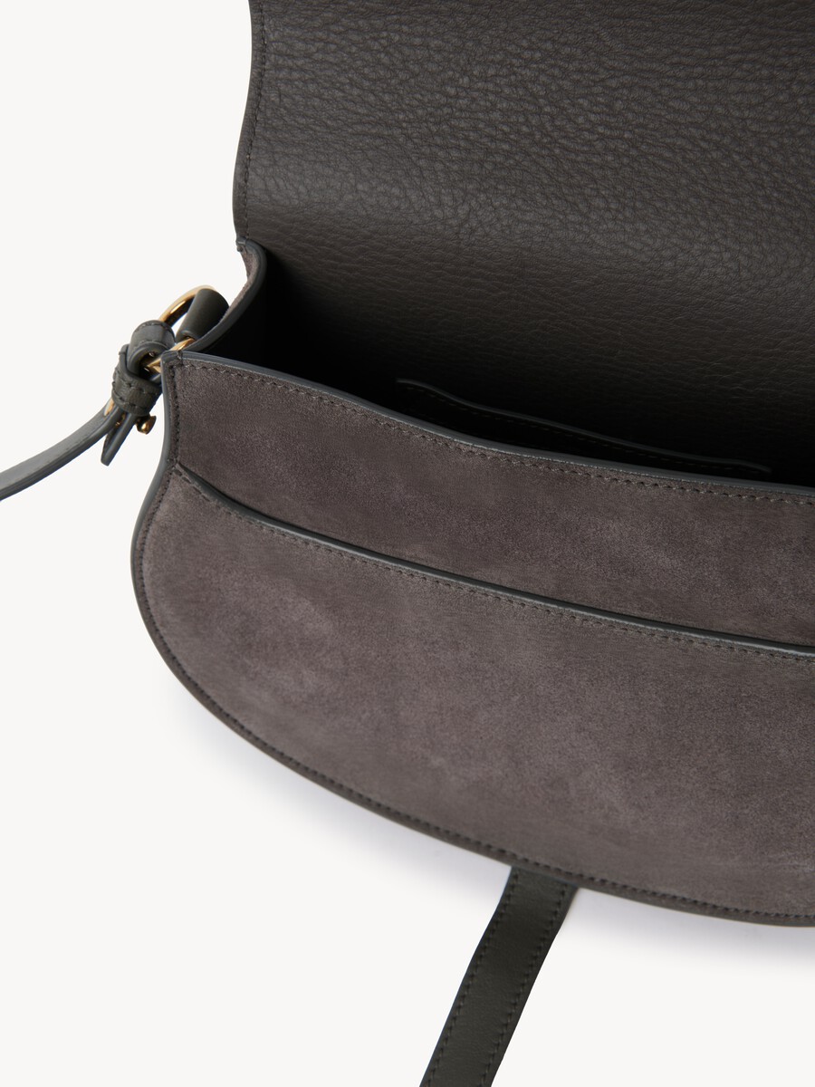 Sac port&eacute; &eacute;paule Marcie en cuir velours - 5