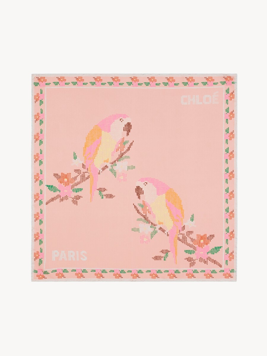 The Chlo&eacute; Parrot square scarf in silk twill - 2