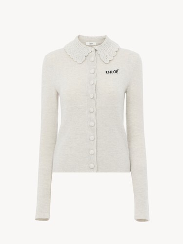 Fitted logo cardigan in a wool knit - 2