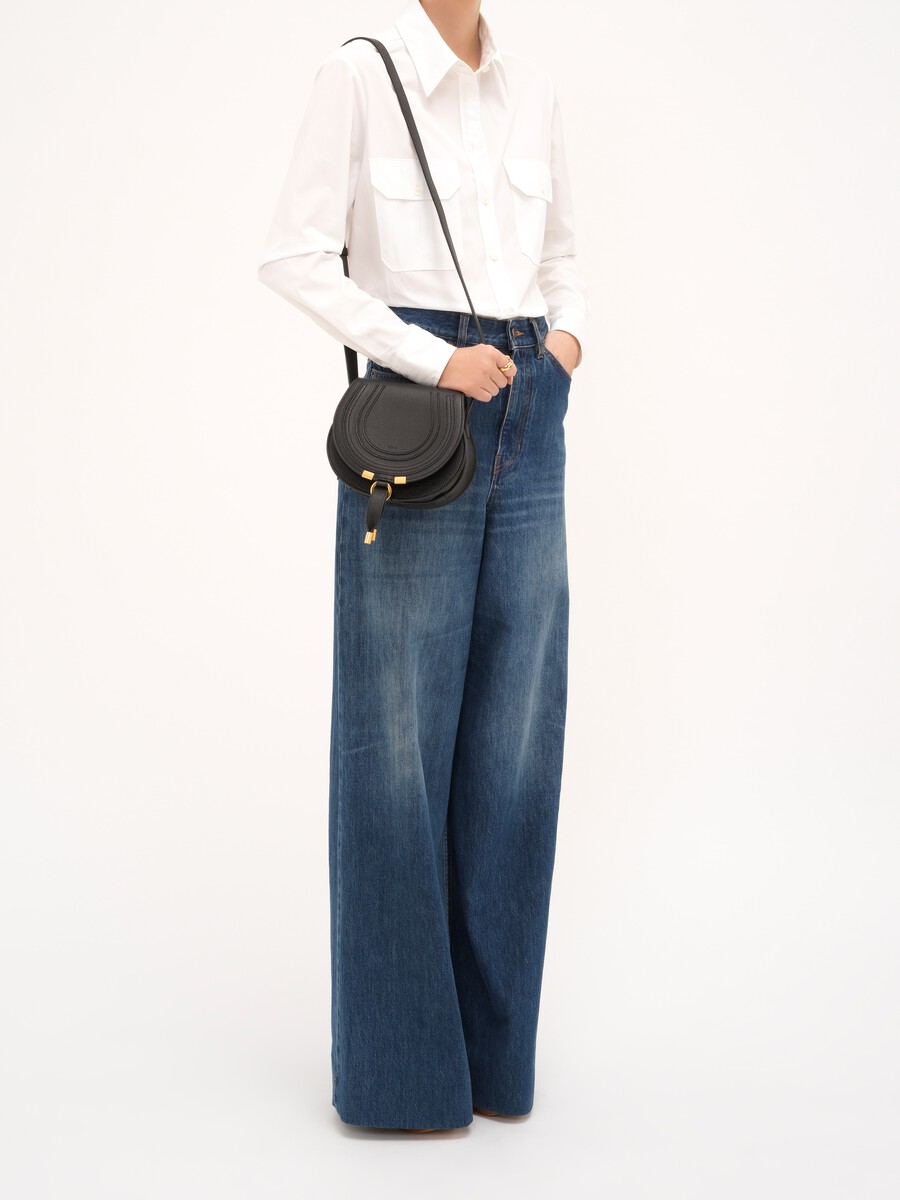 Small Marcie saddle bag in grained leather - 7