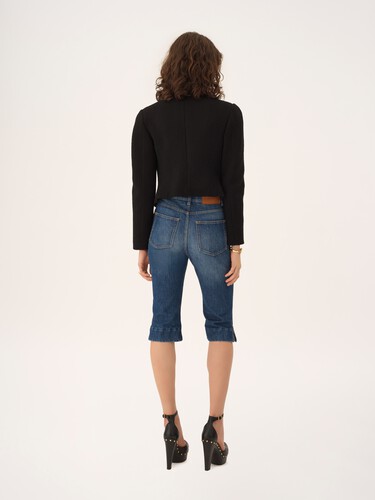 Double-breasted cropped jacket in wool bouclette - 5