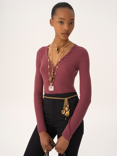 Henley shirt in a merino wool knit