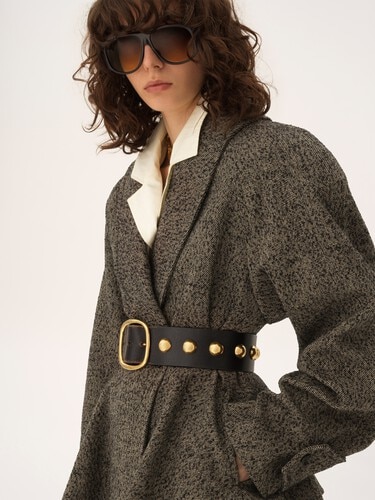 Short riding coat in chevron wool - 8