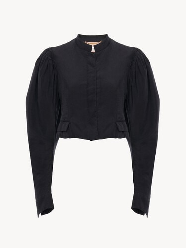 Chaqueta cropped con mangas abullonadas faya de seda - 1