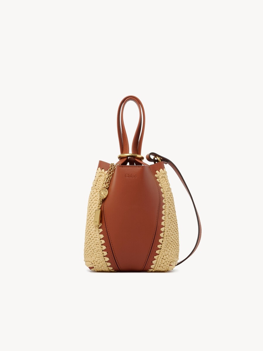 Small Chlo&eacute; Spin tote bag in raffia-effect & leather - 2