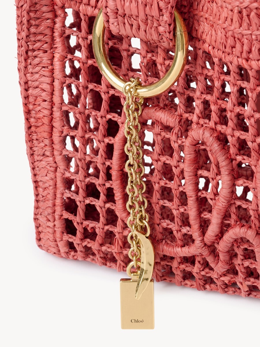 Bolso tote Summer Banana East-West peque&ntilde;o con correa de rafia - 7