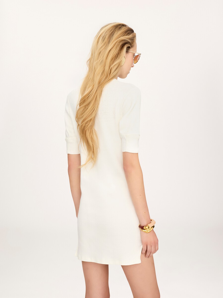 Fitted Henley mini dress in cotton jersey - 4