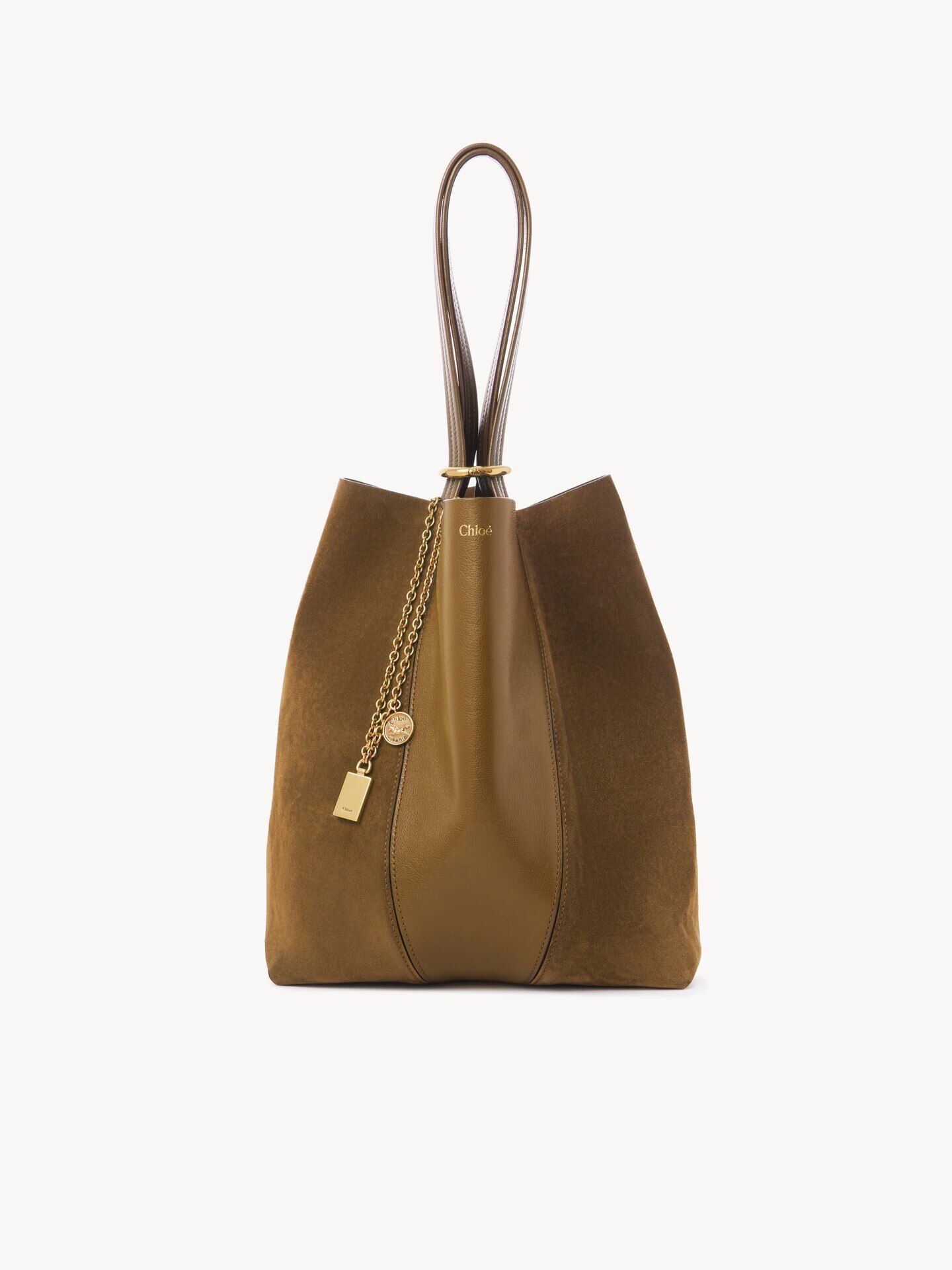 Chlo&eacute; Spin tote bag in grained & suede leather - 2.0