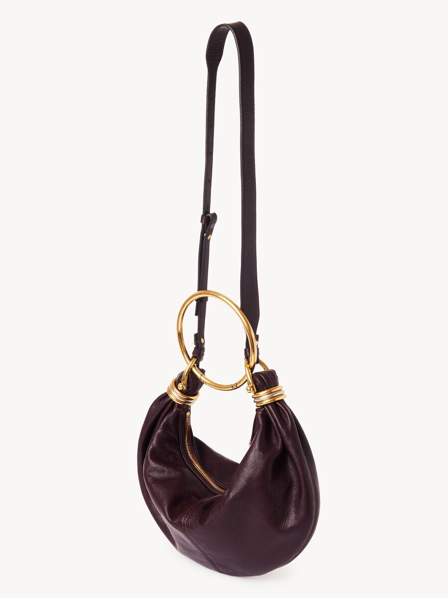 Small Bracelet hobo bag in grained leather - 3