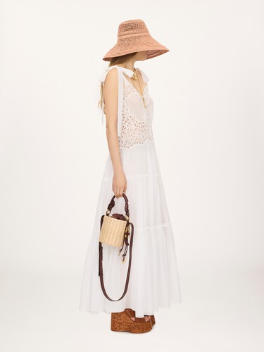 Tiered long dress in cotton voile - 8