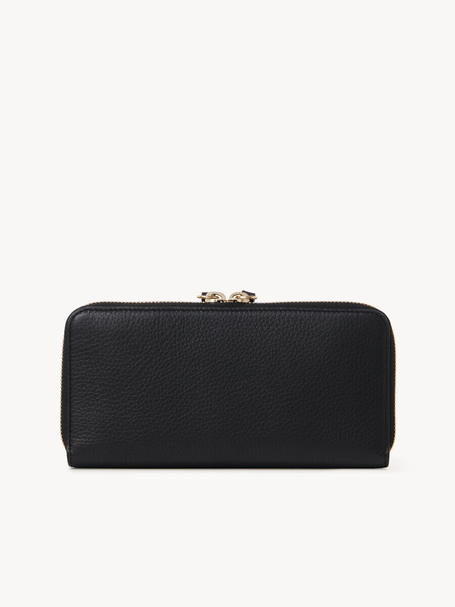 Alphabet zipped long wallet in grained leather - 2