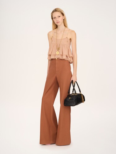 Sleeveless ruffle top in silk georgette - 3