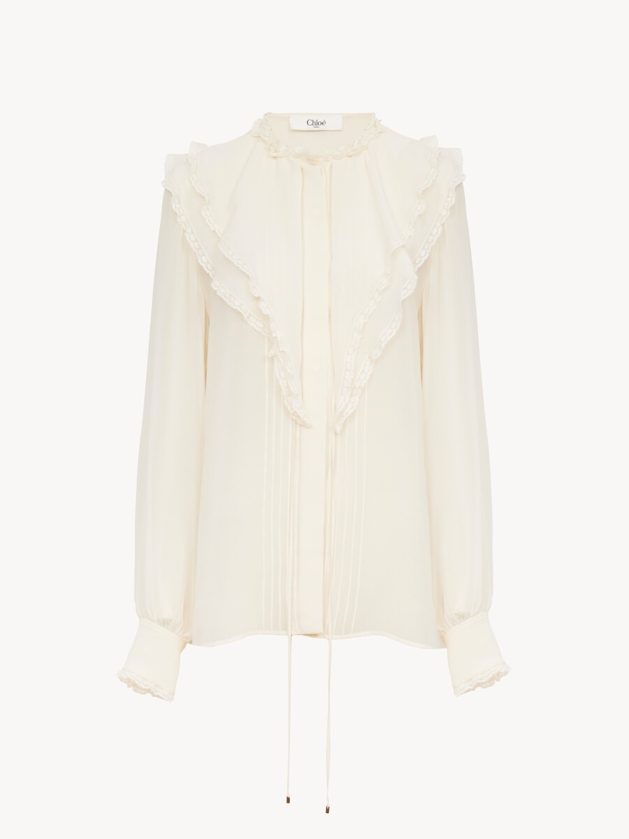 Blusa con volantes de georgette de seda - 2