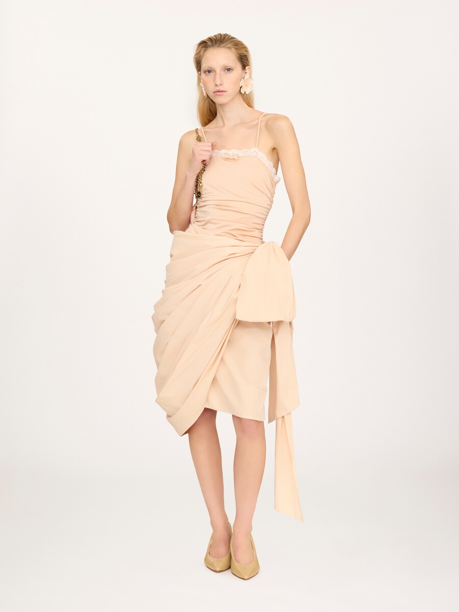 Knee-length wrap skirt in cotton poplin - 1