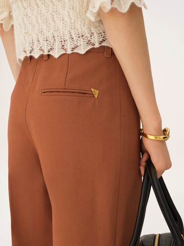 High-rise flared pants in cotton canvas - 7