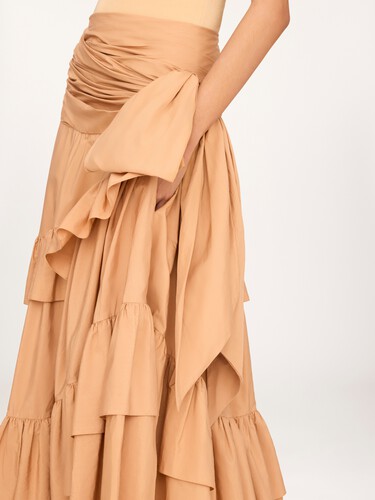 Ruffled long skirt in cotton poplin - 8
