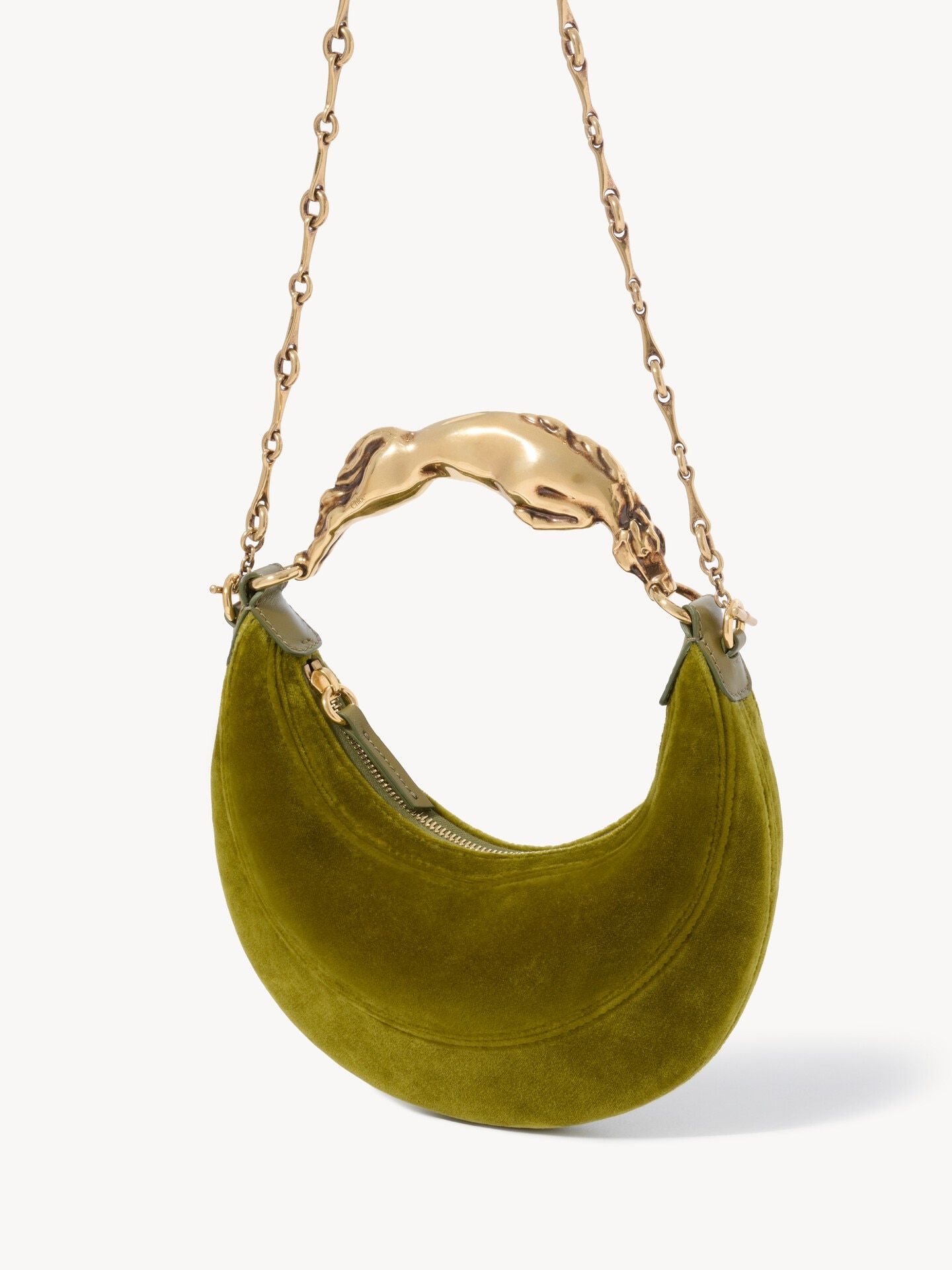 Small Chain Horse shoulder bag in velvet - 4.0