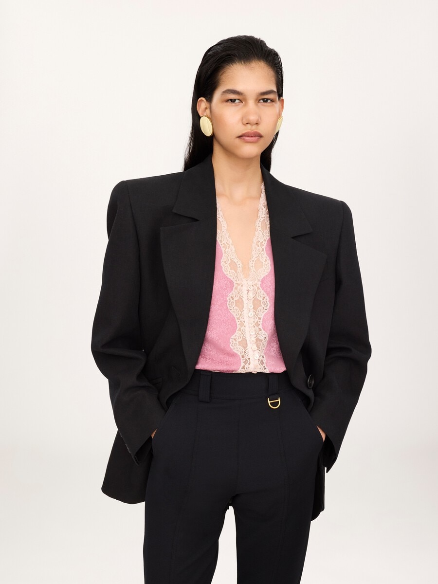 Chaqueta de sastre oversize de crep&eacute; de lino - 6