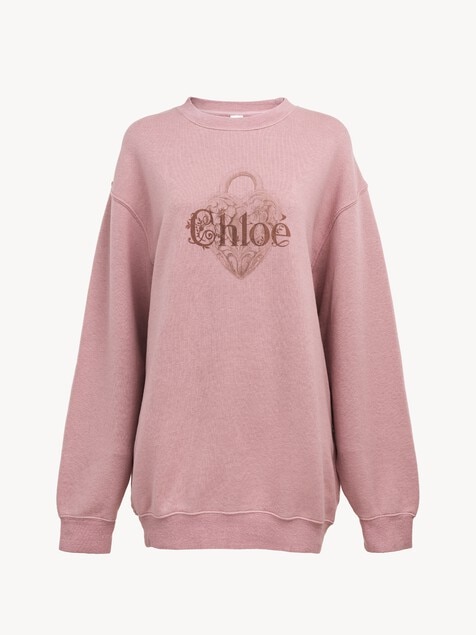 Oversized logo sweater in chin&eacute; fleece
