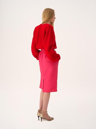 Midi pencil skirt in cotton-mix gabardine - 7