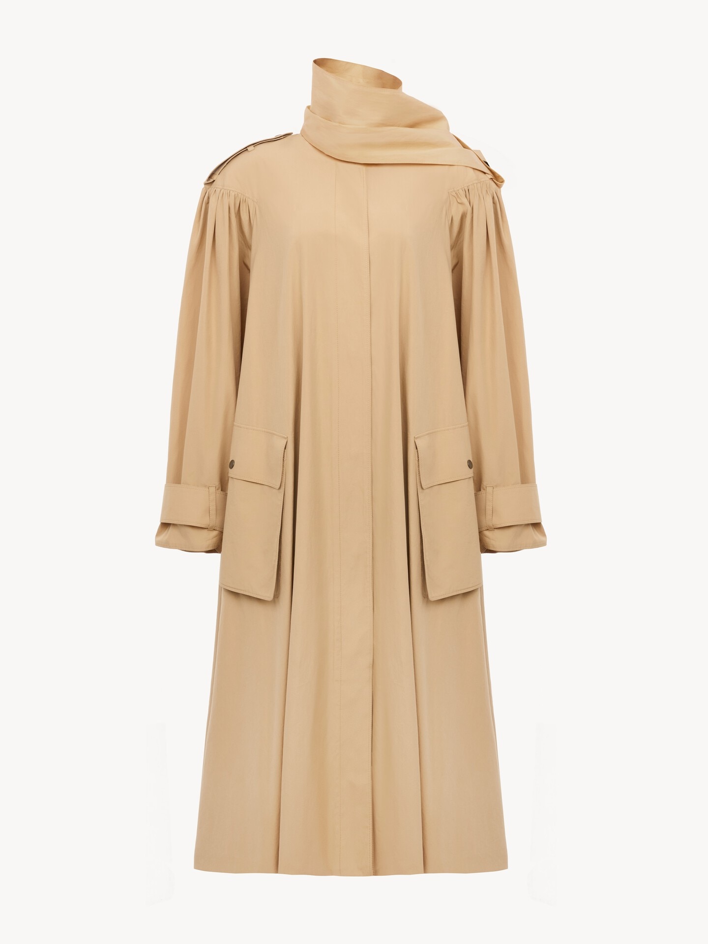 Trench col montant foulard en popeline de coton - 2.0