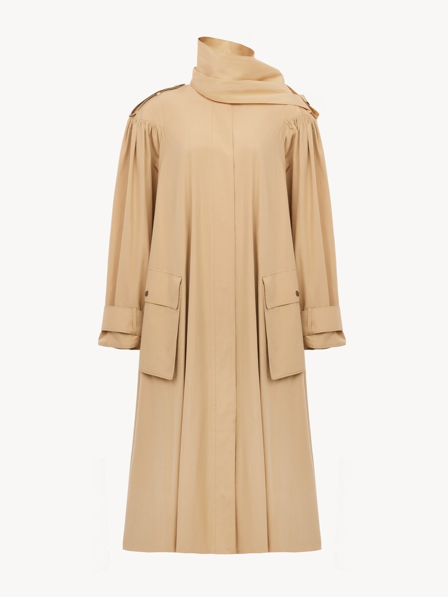 Trench col montant foulard en popeline de coton - 2