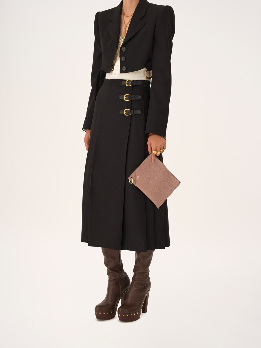 Chlo&eacute; Spin zipped pouch in grained leather - 5