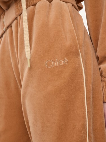 Wide-leg tracksuit pants in velvet - 6